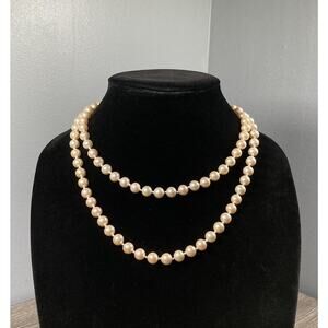 Vintage LCI Liz Claiborne Pearl Beaded Necklace Signed 37” Long